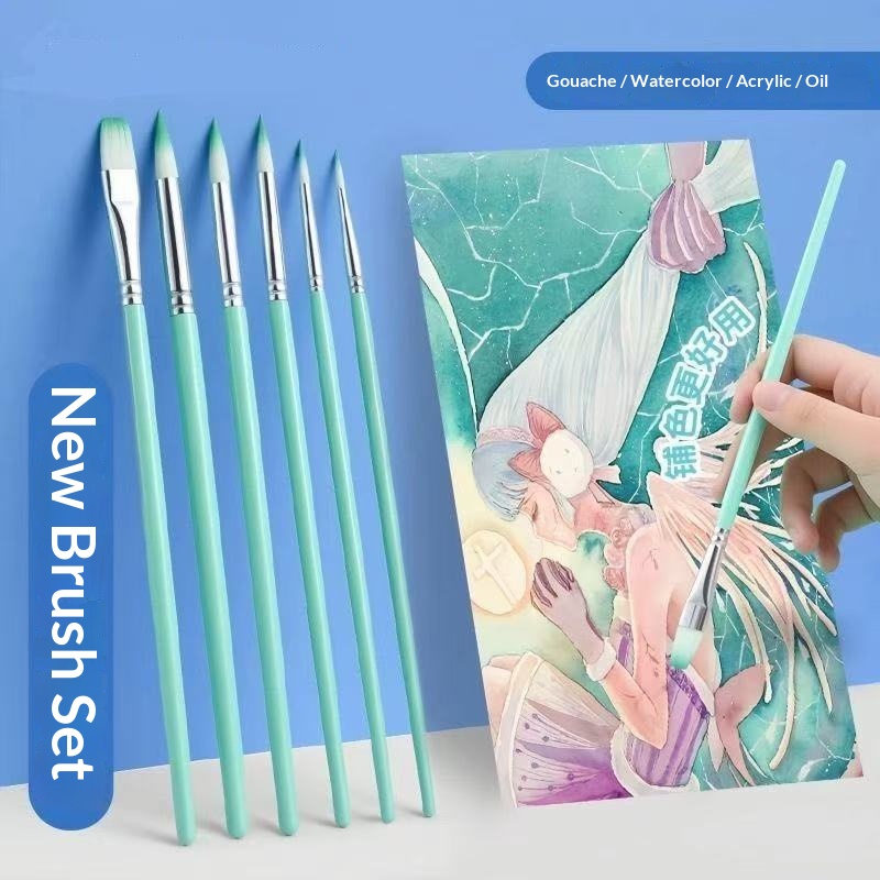 Gouache Paint Set - مجموعة من 6 فرش نايلون للرسم