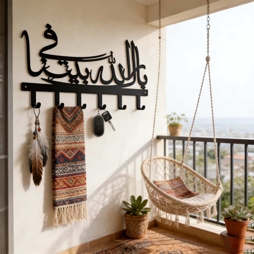 Art Craft Bar - حامل مفاتيح جداري معدني إسلامي من