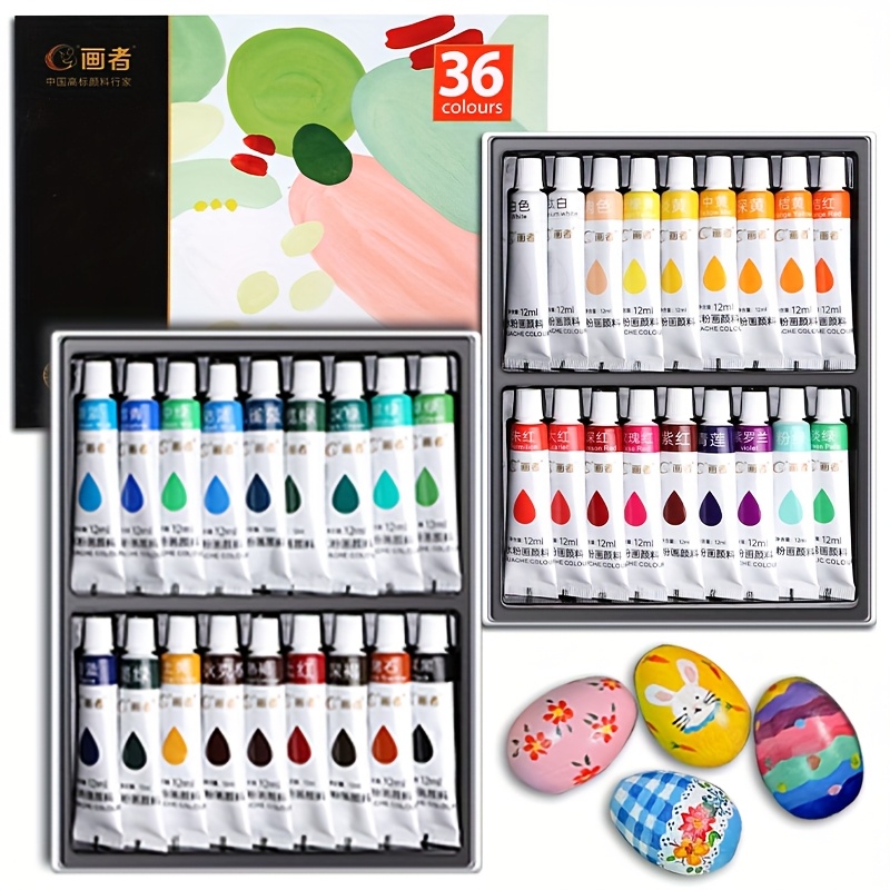 مجموعة طلاء جواش 36 لونًا 12 م - مراجعة Gouache Paint Set وسعره