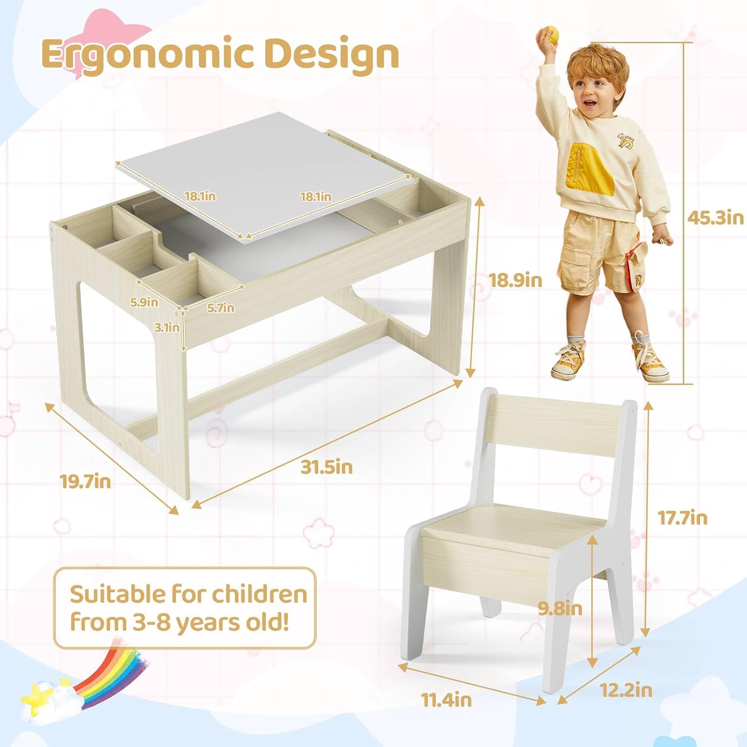 طاولة وكرسي فنون للأطفال 3 في  - مراجعة Art And Craft For Nursery وسعره