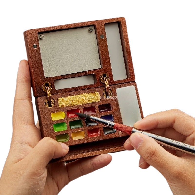 صندوق رسم للسفر من الخشب الصلب - مراجعة Gouache Paint Set وسعره