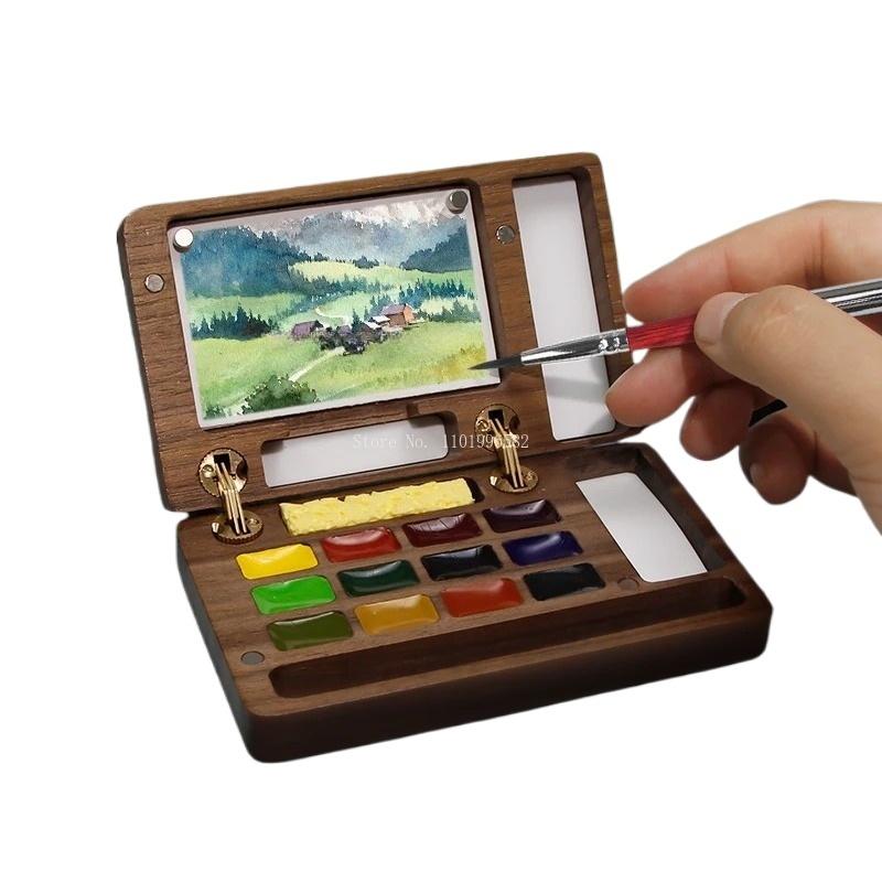 صندوق رسم للسفر من الخشب الصلب - مراجعة Gouache Paint Set وسعره
